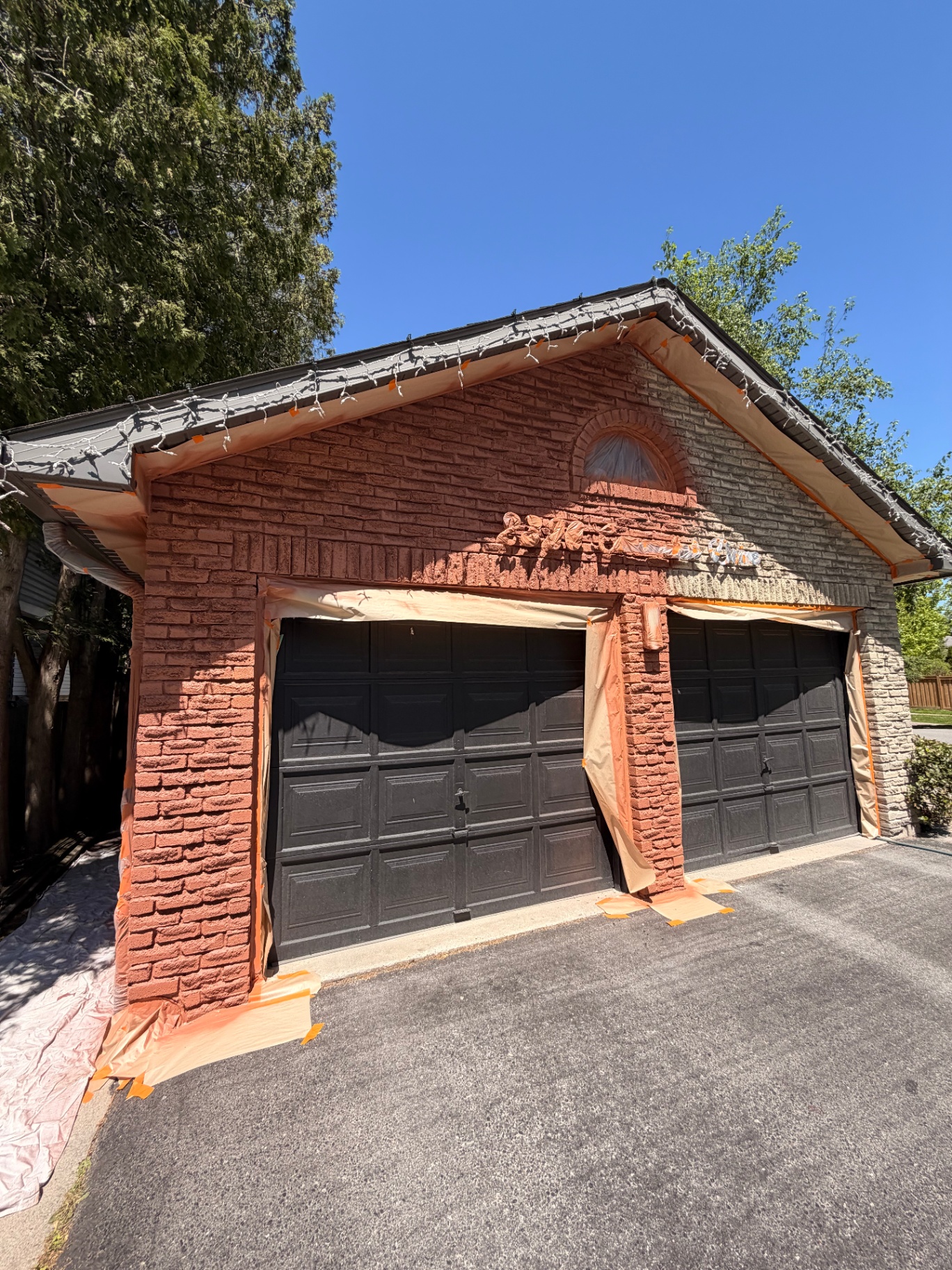 Garage Door Refinish — In Progress